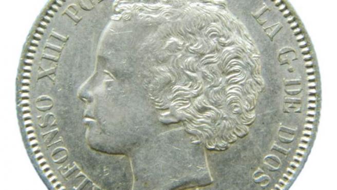 Moneda de dos pesetas de Alfonso XIII.